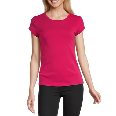 Women's Crew Neck 100% Short Sleeve T-Shirt Pink