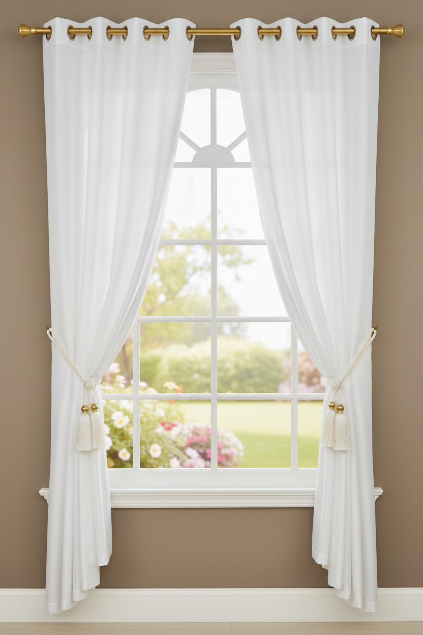 NEW CHRISTINA WHITE   Semi Sheer Faux Slik Solid Panel