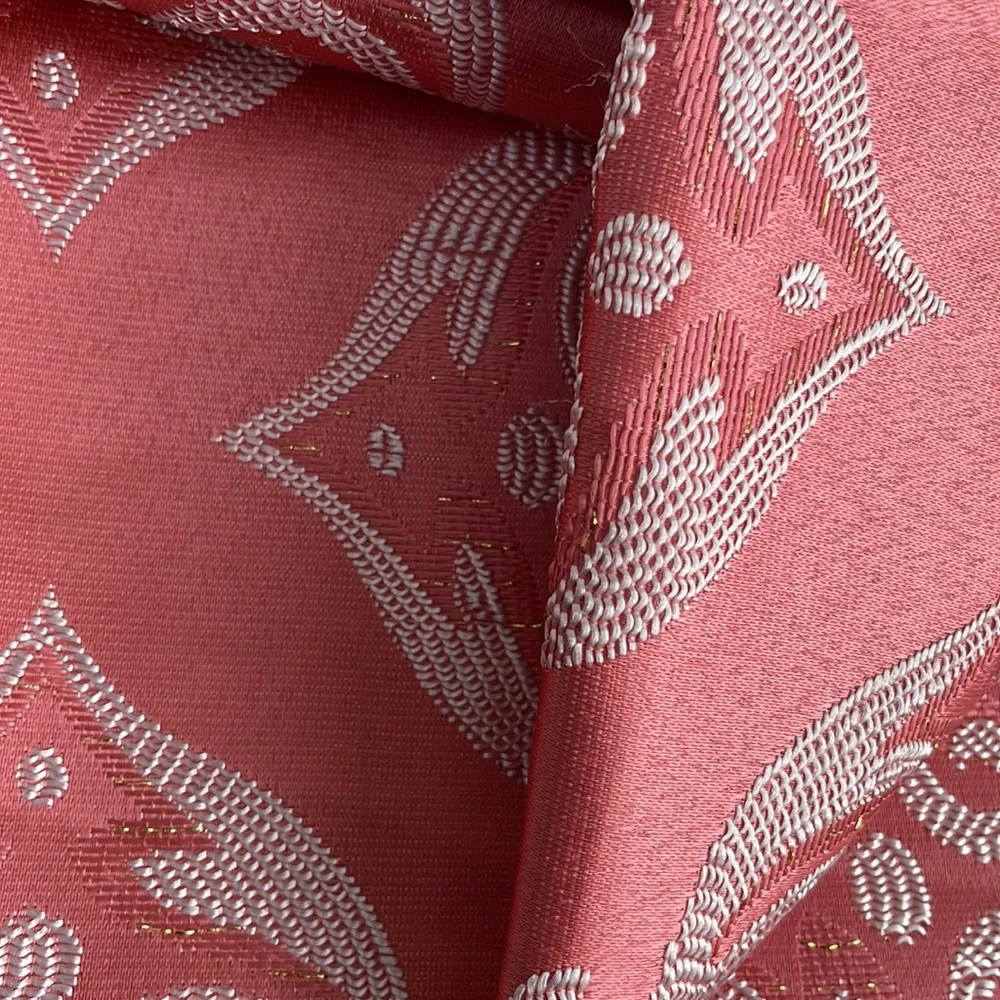 IRENE  BLUSH Jacquard  Pattern Panel Curtain w attached lace valance Coral BLUSH