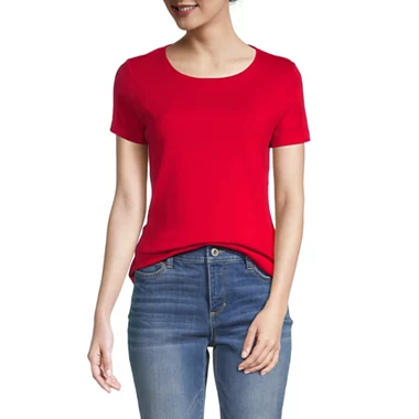 Women's Crew Neck 100% Short Sleeve T-Shirt  Red