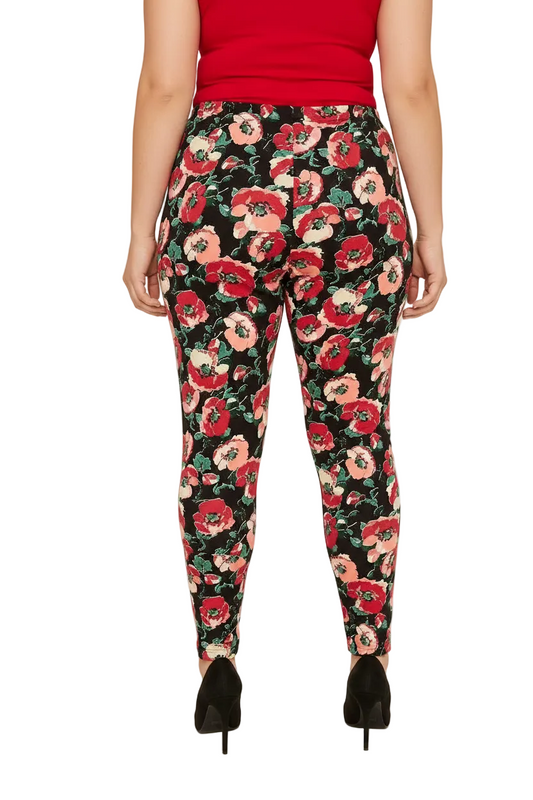 PLUS Size Women's Printed layering leggings Red Floral