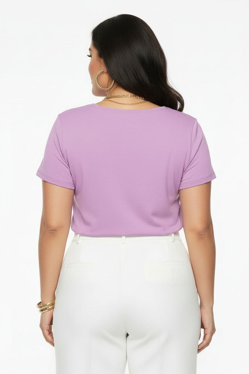 Women's Crew Neck 100% Short Sleeve T-Shirt Tee Shirt LILAC PURPLE
