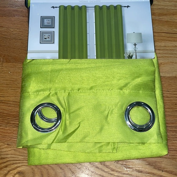 CHRISTINA LIME GREEN Faux silk  Grommet Panel Curtain