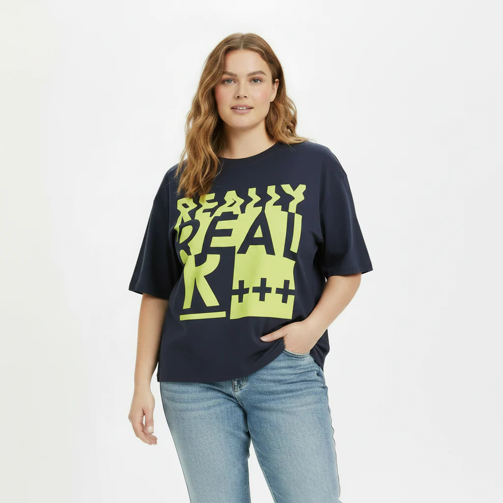 Women's Boxy Graphic Print  Crop " REALLY REAL" Tee T-Shirt