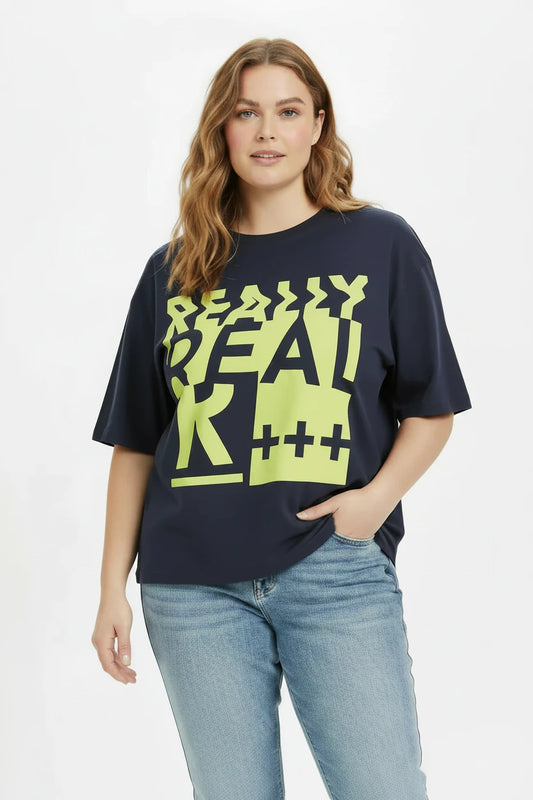 Women's Boxy Oversized Graphic Print  Crop " REALLY REAL" Tee T-Shirt.