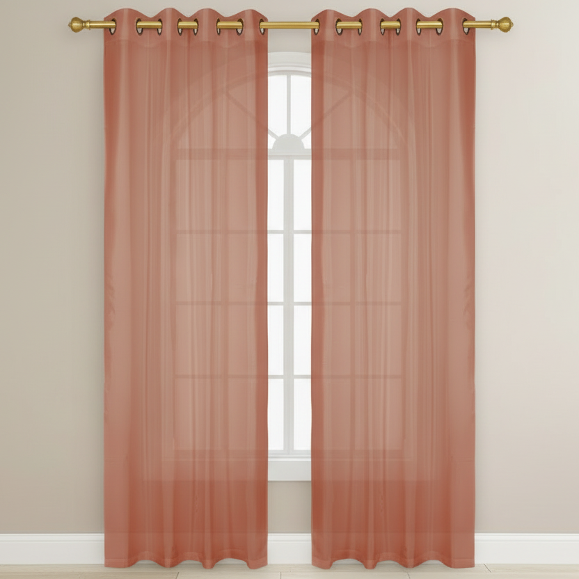 NEW CHRISTINA PEACH  Semi Sheer Faux Slik Solid Panel