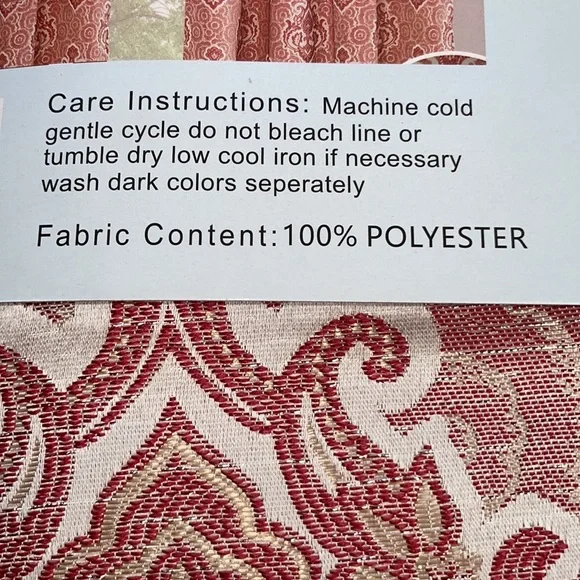 MARILYN BURGUNDY Jacquard  Pattern Panel Curtain w attached lace valance Burgundy