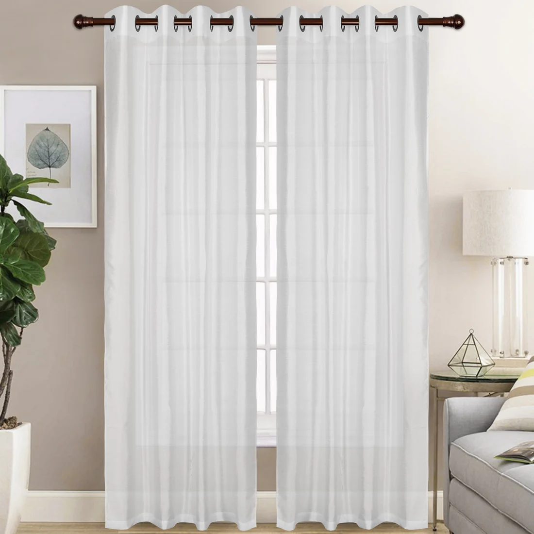 NEW CHRISTINA WHITE   Semi Sheer Faux Slik Solid Panel