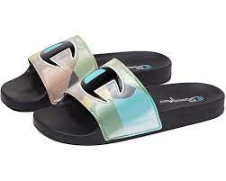 Women's Champion  Print Logo Slipper Slides Incandescent Black