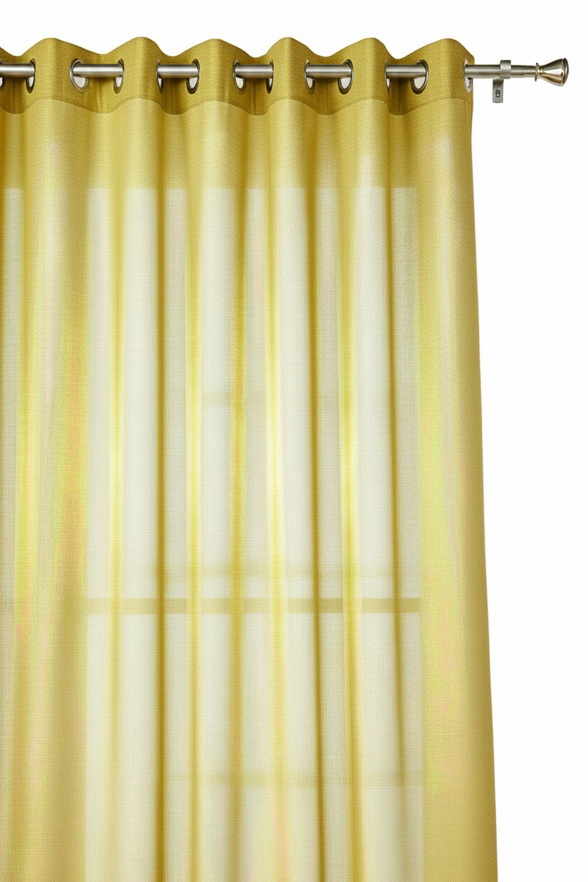 Metallic Sheer Shimmering Lurex Sheer Grommet Window Panel, 54 x 90 Yellow