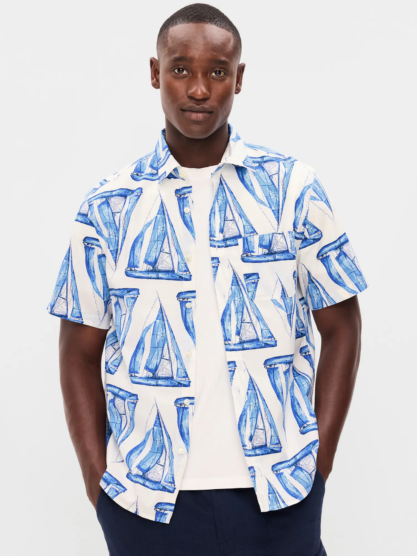 Mens Classic Fit Everyday Shirt Boat Blue  button down Shirt