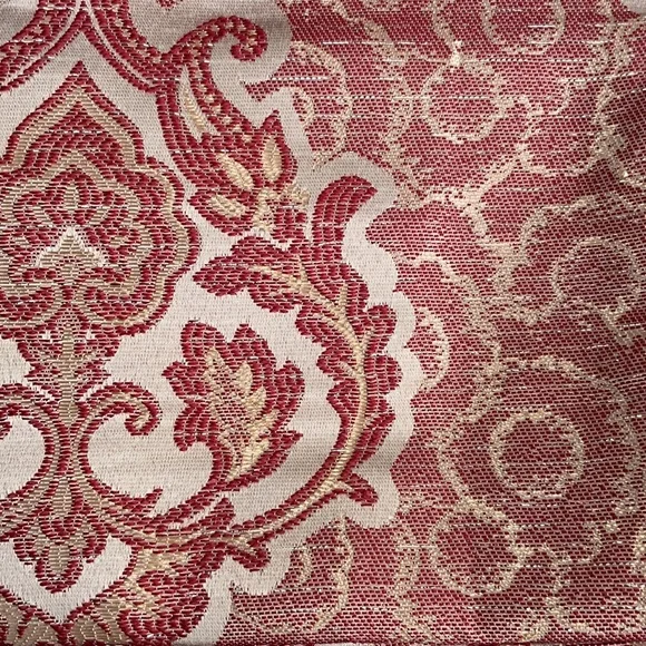 MARILYN BURGUNDY Jacquard  Pattern Panel Curtain w attached lace valance Burgundy