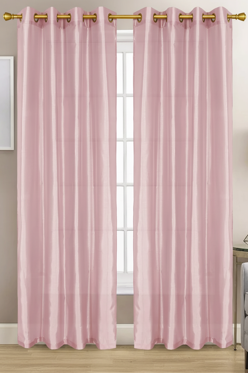 NEW CHRISTINA LT PINK Semi Sheer Faux Slik Solid Panel