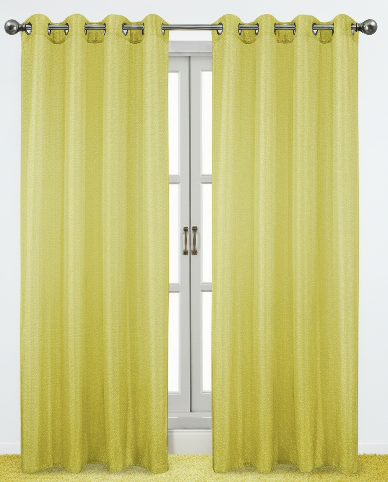 Metallic Sheer Shimmering Lurex Sheer Grommet Window Panel, 54 x 90 YELLOW