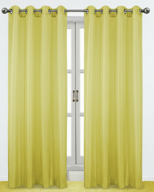 Metallic Sheer Shimmering Lurex Sheer Grommet Window Panel, 54 x 90 Yellow