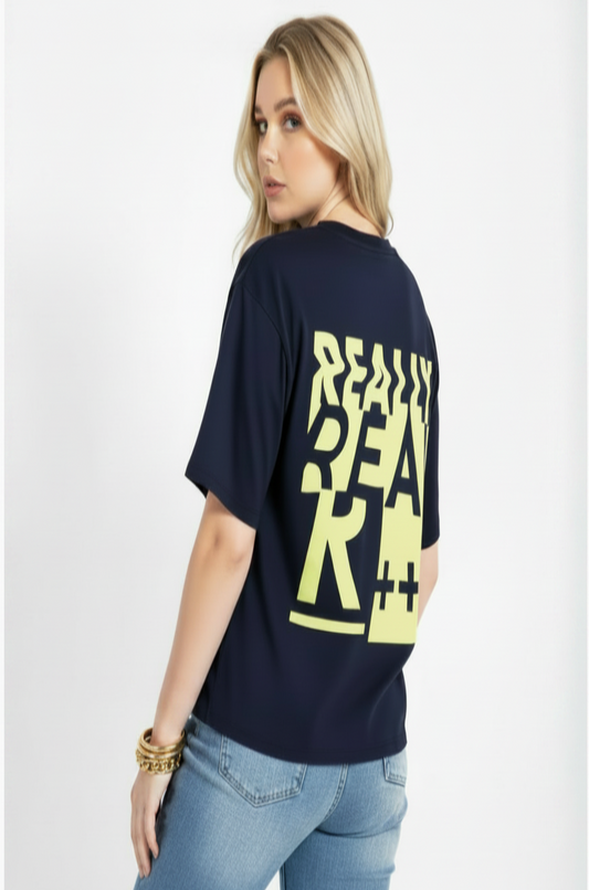 Women's Boxy Graphic Print  Crop " REALLY REAL" Tee T-Shirt