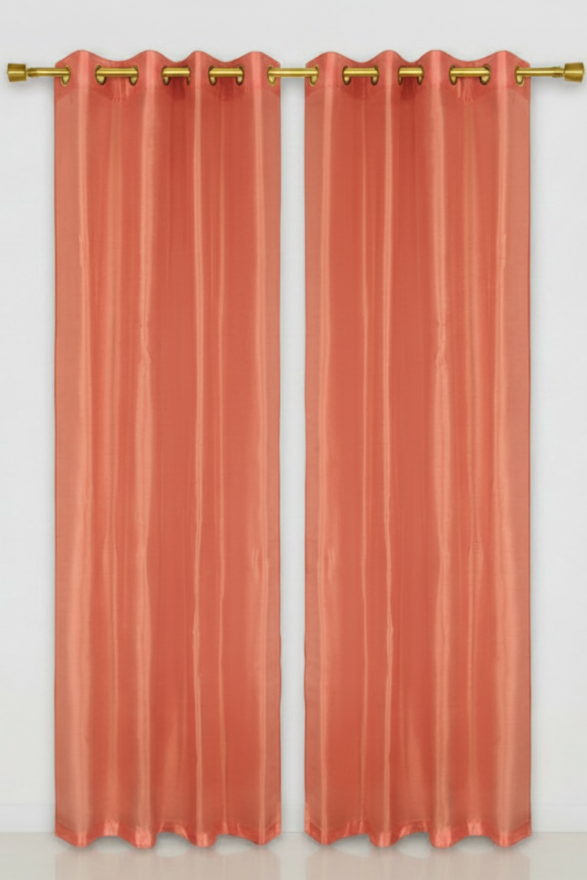 NEW CHRISTINA PEACH  Semi Sheer Faux Slik Solid Panel