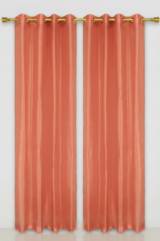 NEW CHRISTINA PEACH  Semi Sheer Faux Slik Solid Panel