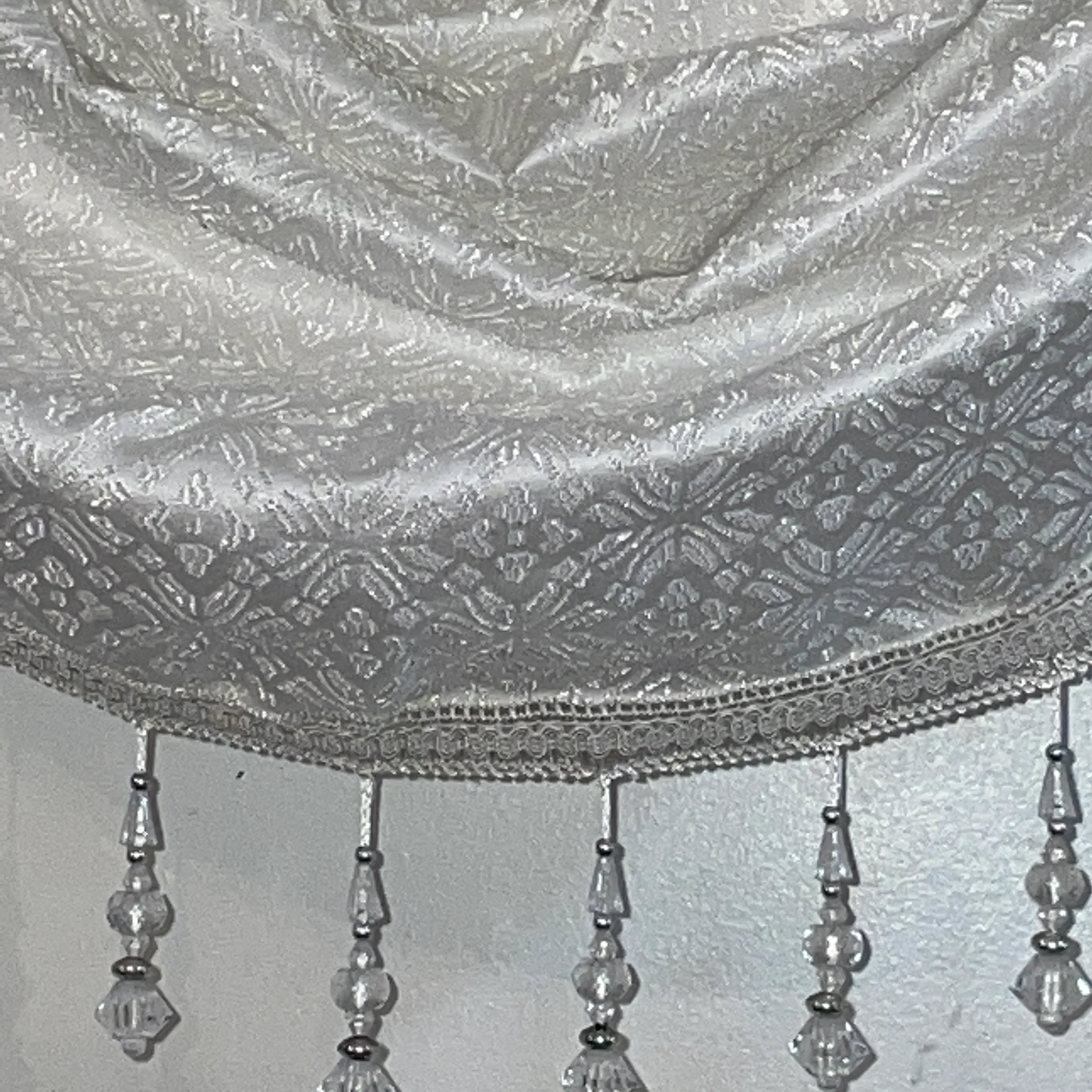 DENISE OFF WHITE 2 PCS Set White Pattern  W Unattached Valance Jacquard  Curtain