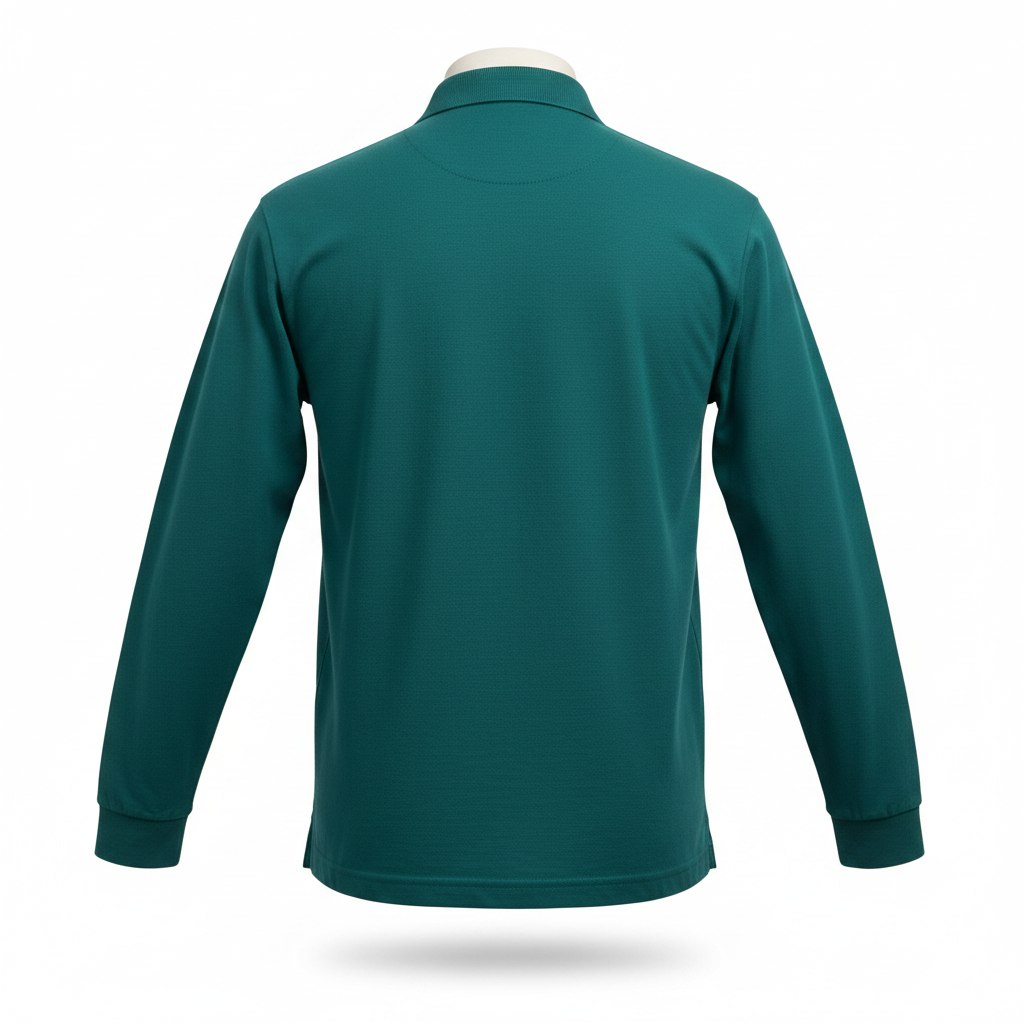 Men's thick  100% Cotton Long Sleeve Polo  Shirt Green