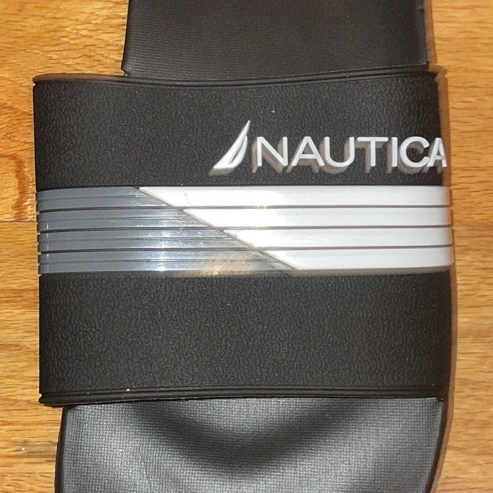 Men's Nautica Black Two Tone Logo Slide Slippers