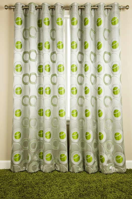 DANIELLE GREEN CIRCLE Jacquard Circle Weave  Grommet Panel Curtain