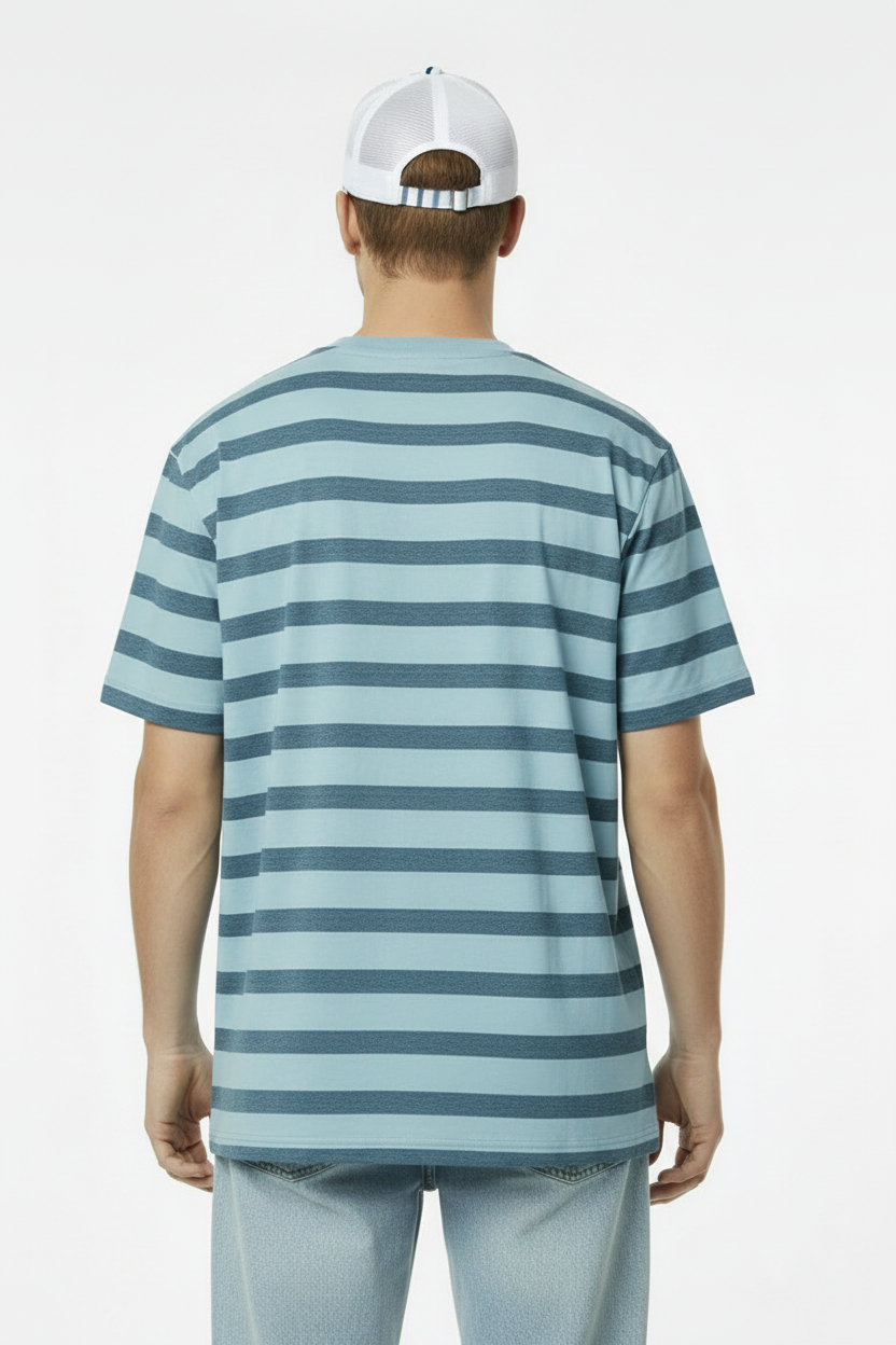 Men's Striped Crew-Neck T-Shirt for Men Blue
