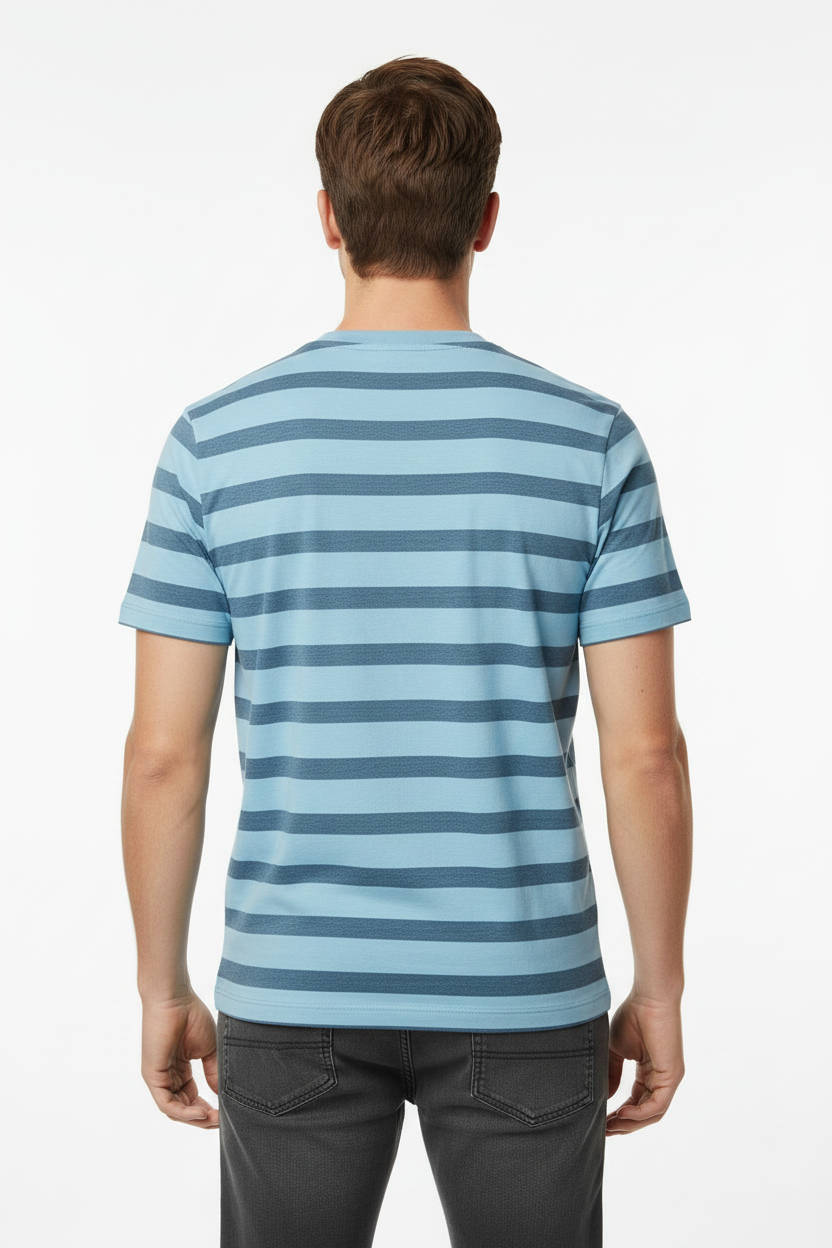 Men's Striped Crew-Neck T-Shirt for Men Blue