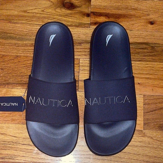 Men's Nautical Blue Logo Front namesake  Slide Slippers