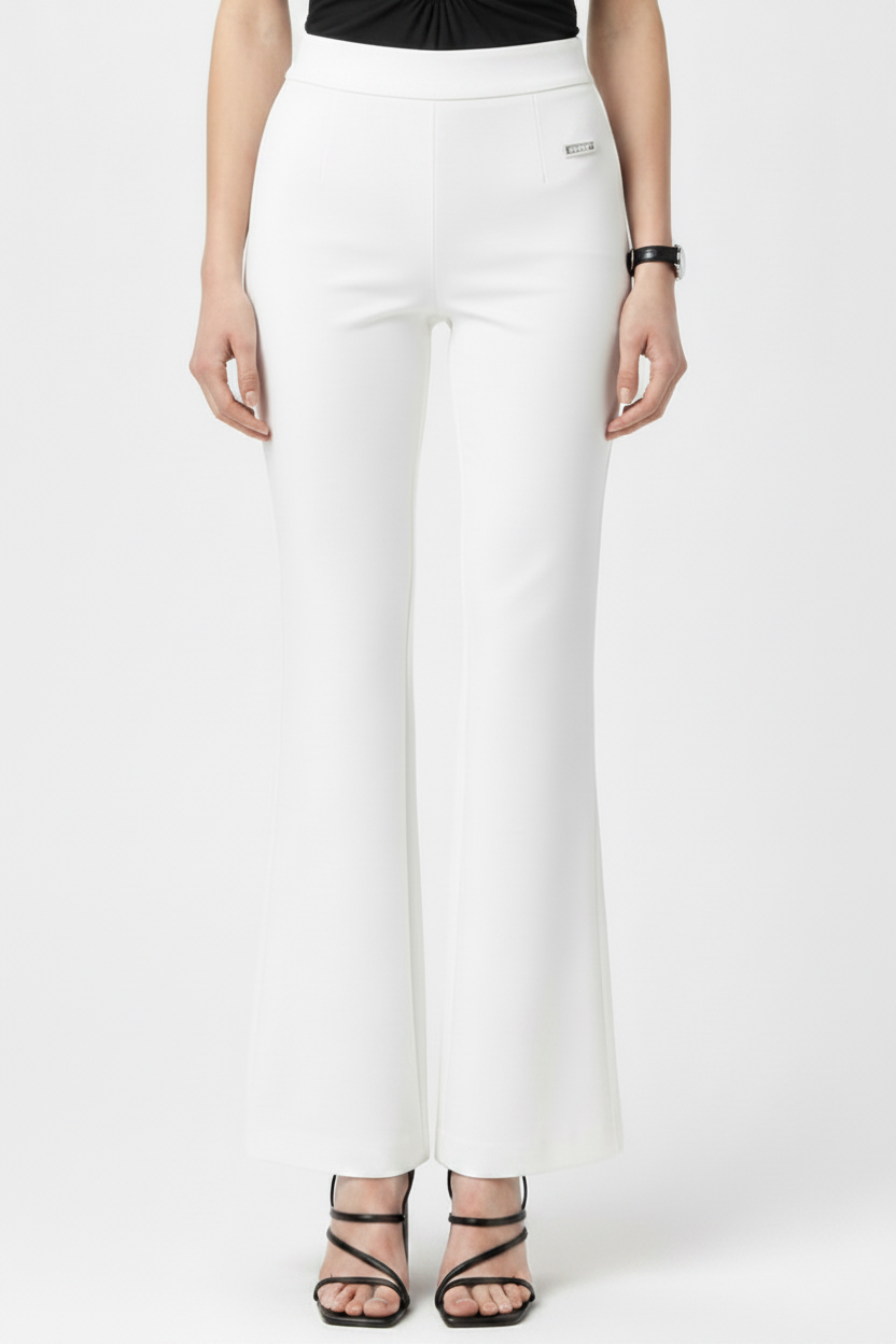 WOMEN's PLUS Size Mid-Rise Pull-On flare -Leg Pants White