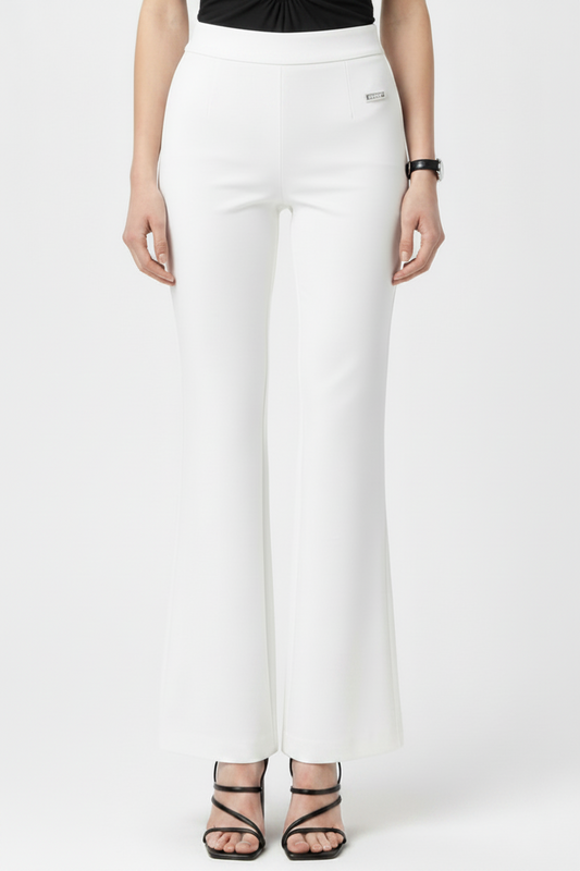 WOMEN's PLUS Size Mid-Rise Pull-On flare -Leg Pants White