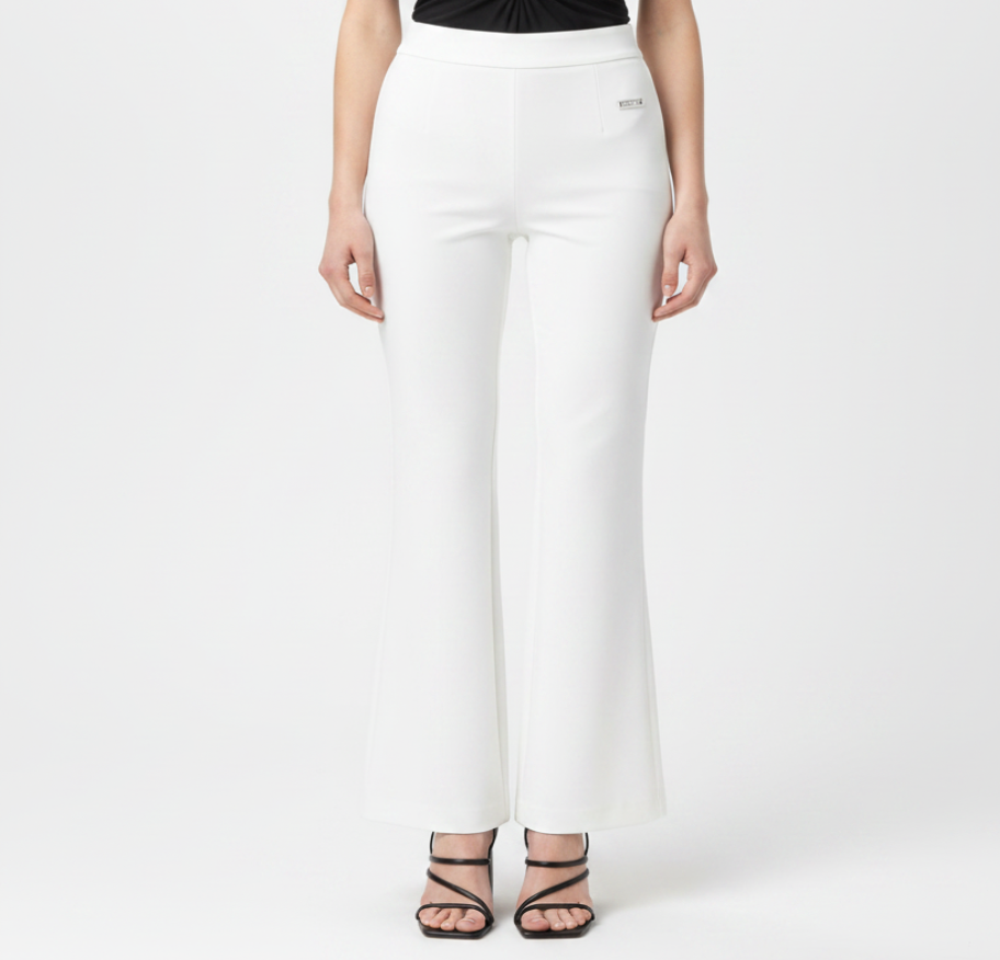 WOMEN's PLUS Size Mid-Rise Pull-On flare -Leg Pants White
