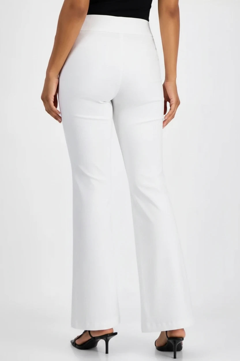 WOMEN's PLUS Size Mid-Rise Pull-On flare -Leg Pants White
