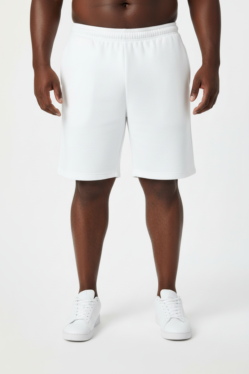 NEW Men's White Fleece Shorts Big Tall Men