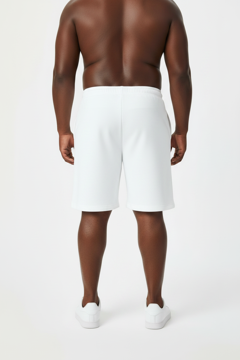 NEW Men's White Fleece Shorts Big Tall Men