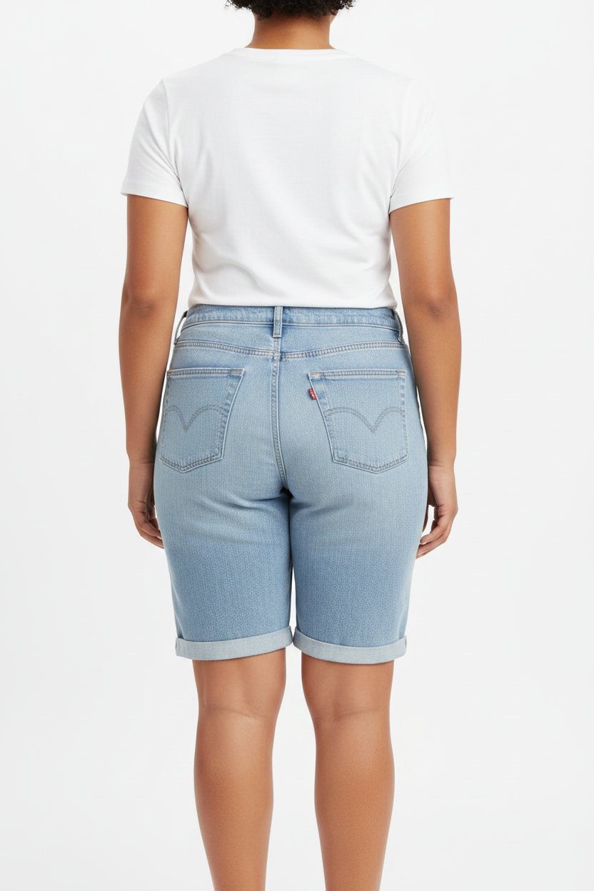 Women's Levi's® Slim  Bermuda Long Denim Jean Shorts Light Wash