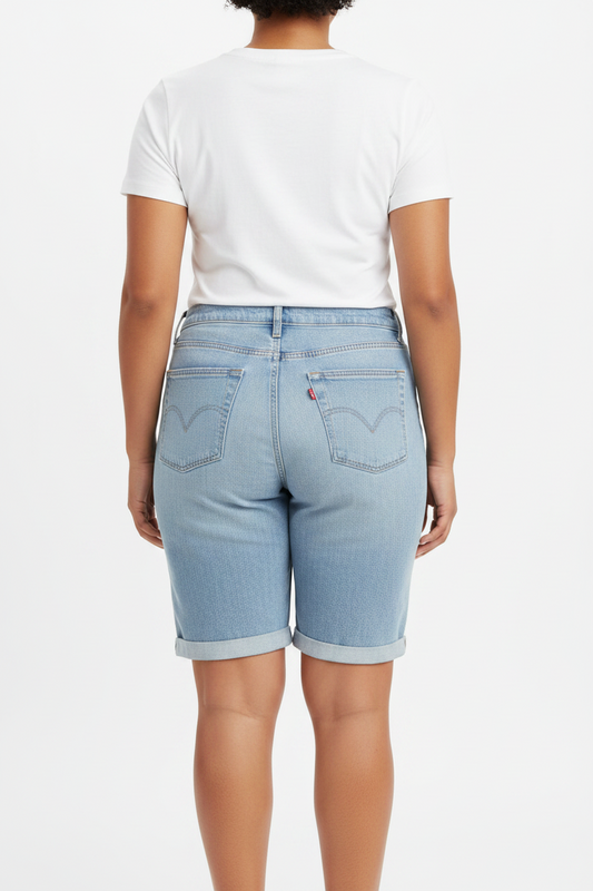 Women's Levi's® Slim  Bermuda Long Denim Jean Shorts Light Wash